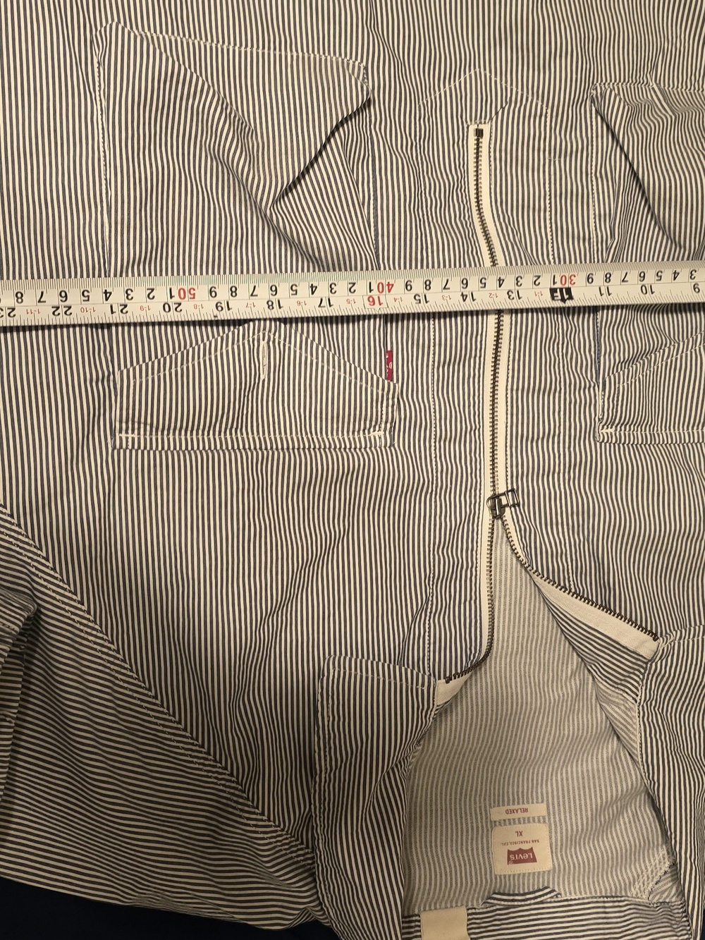 Levi's Vintage Railroad Stripe Half Zip Windbreaker Pullover XL - Picture 5 of 6